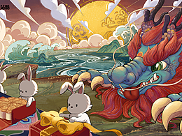 龙年中秋-国潮插画