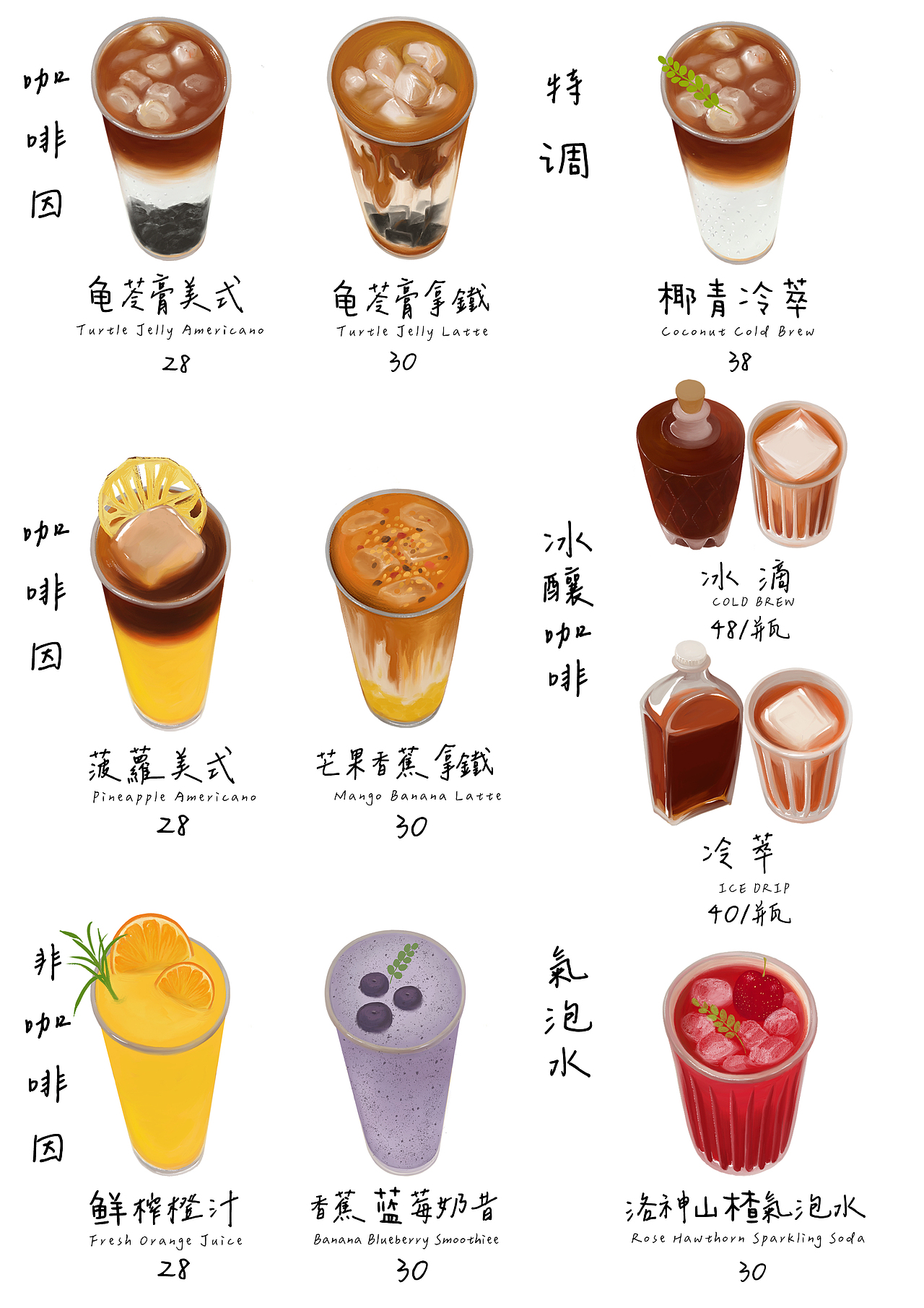 手绘菜单｜咖啡品牌油画质感菜单设计（图ZMzc1MTM5NzA0） - 商业插画 - 站酷设计师Tekira原创素材 - 站酷ZCOOL
