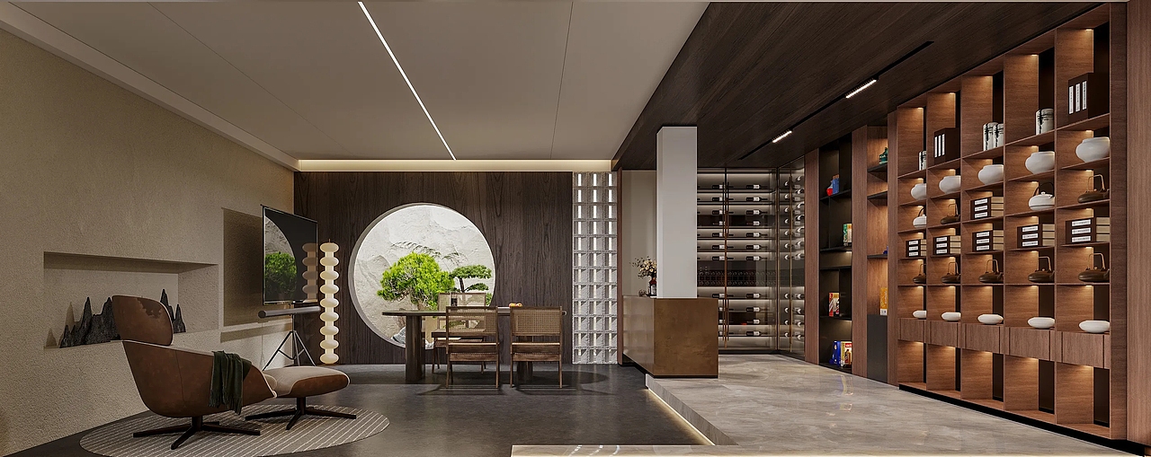 极简仛寂中古风家装效果图表现