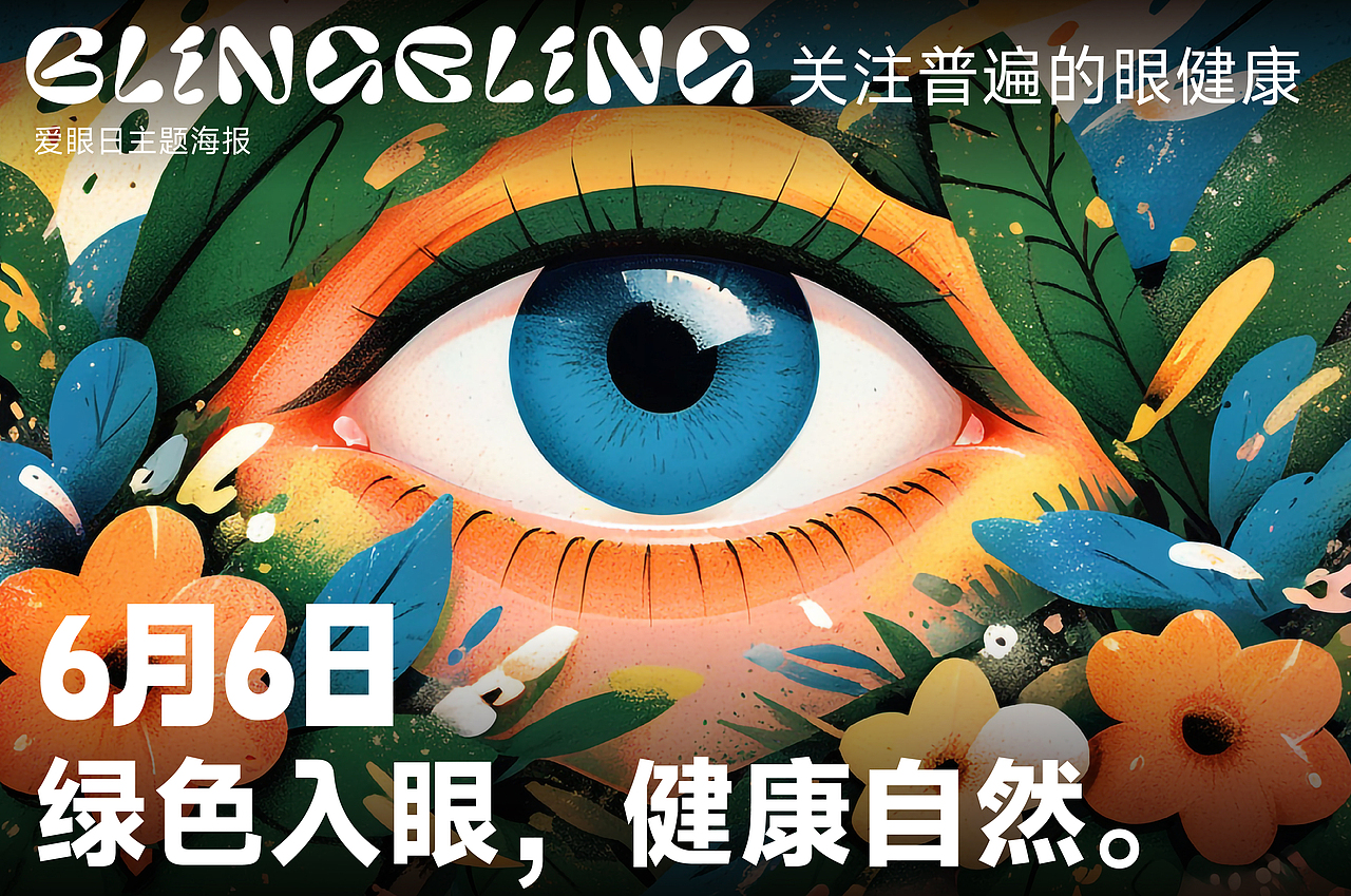 BLINGBLING爱眼日主题海报丨6月6日绿色入眼·健康自然（图ZMzc1MjE5ODY0） - 海报 - 站酷设计师艾亿客原创素材 - 站酷ZCOOL