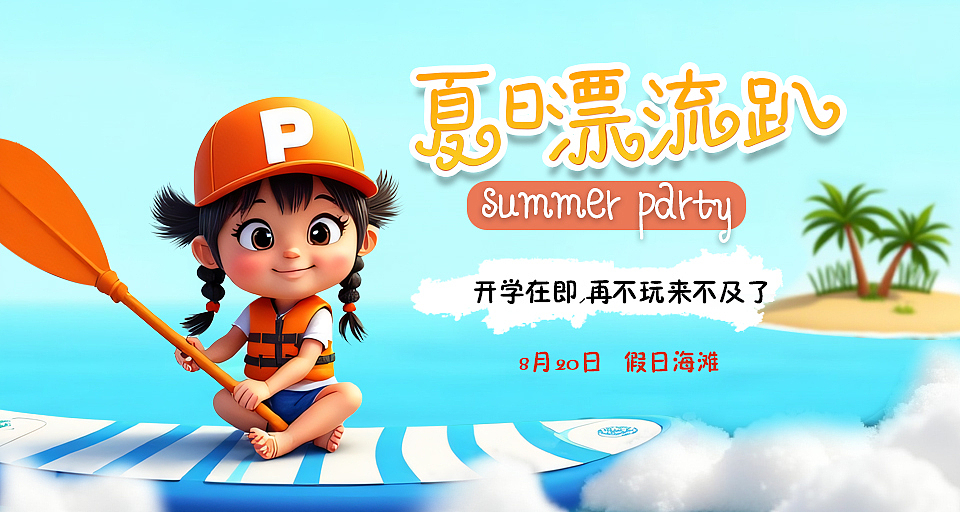夏日游玩海边假日广告（图ZMzc1MjQwMjg4） - 海报 - 站酷设计师沐沐AI画画原创素材 - 站酷ZCOOL
