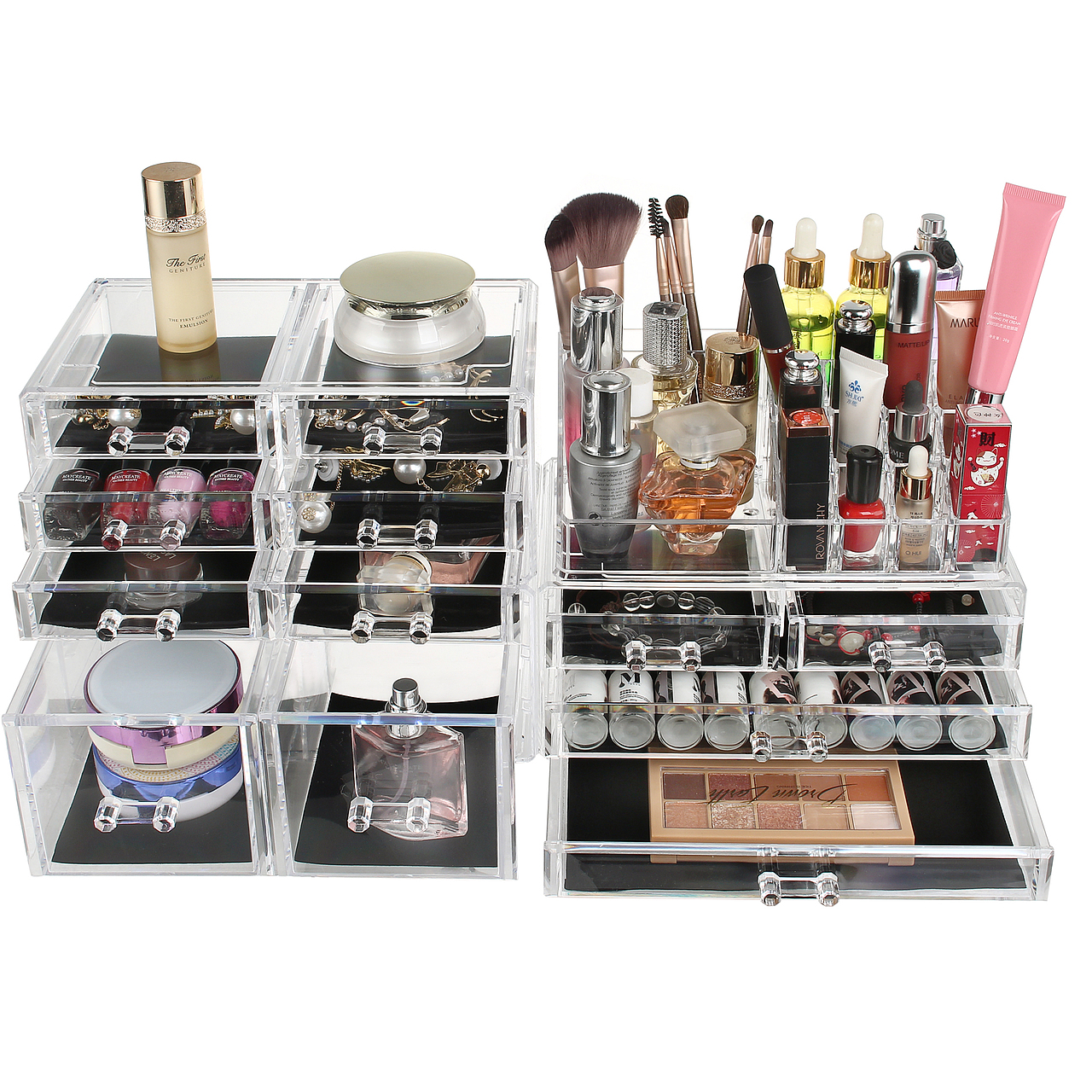 亚马逊 化妆盒12抽屉透明