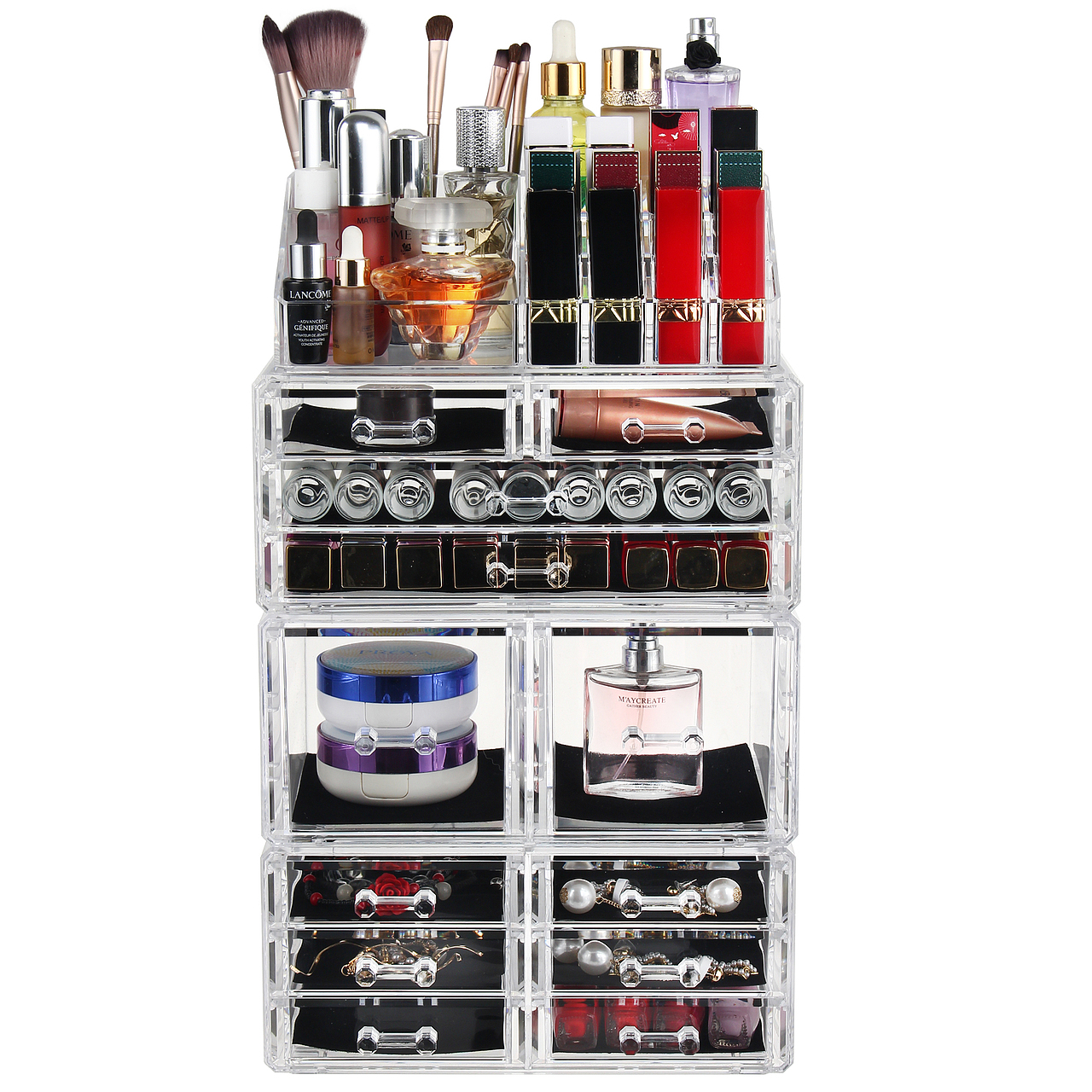 亚马逊 化妆盒12抽屉透明
