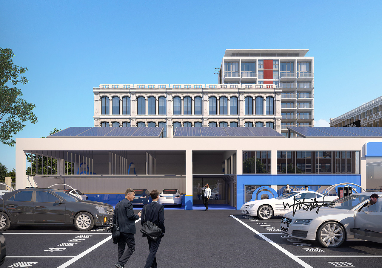 室外效果图|停车场设计