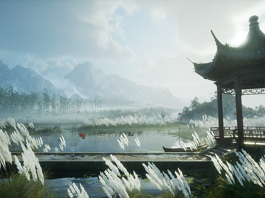 UE5-芦苇中的亭子