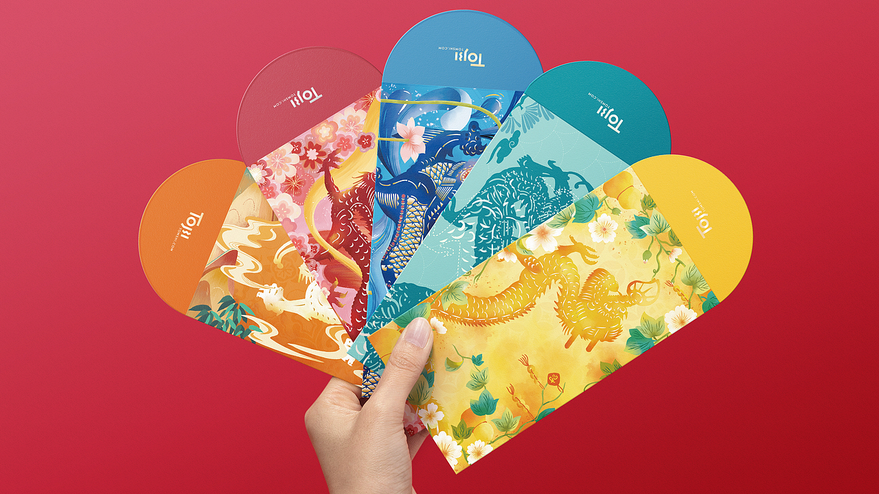 甲辰龙年「五龙纳福」皮影红包