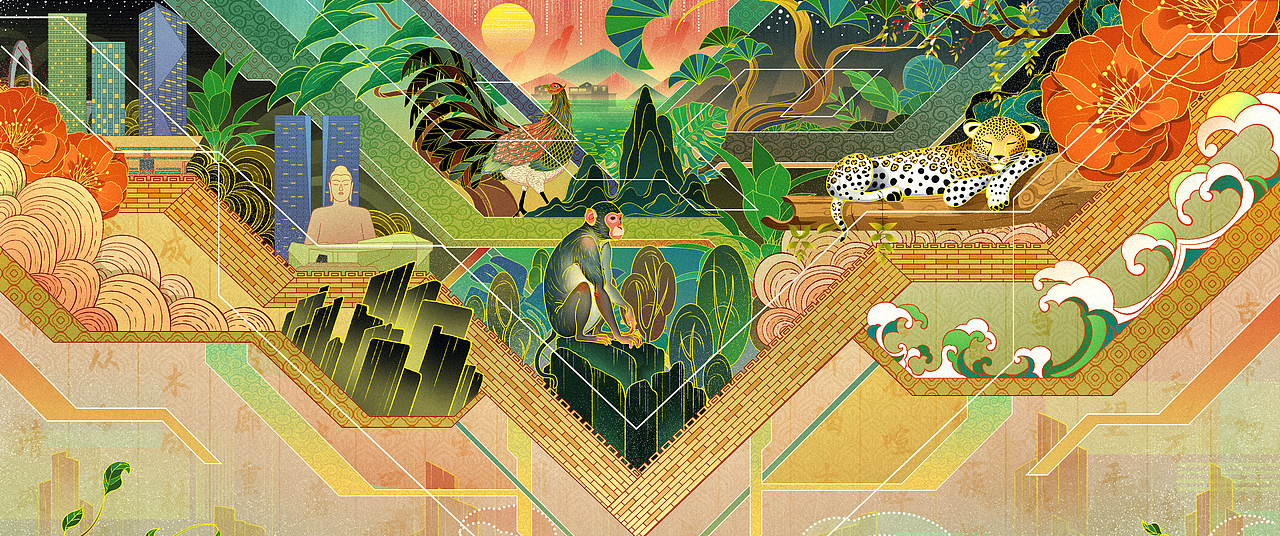 古韵新潮 和谐共生（图ZMzc1NDI4MzY4） - 商业插画 - 站酷设计师Z酒肆design原创素材 - 站酷ZCOOL