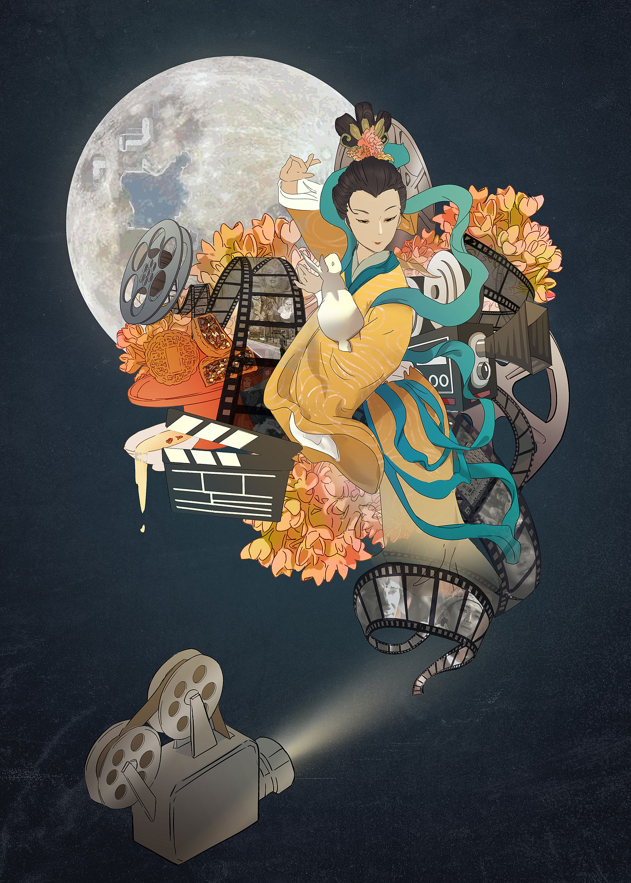中秋相约影院啊？（图ZMzc1NDM1MzYw） - 商业插画 - 站酷设计师小甲owo原创素材 - 站酷ZCOOL