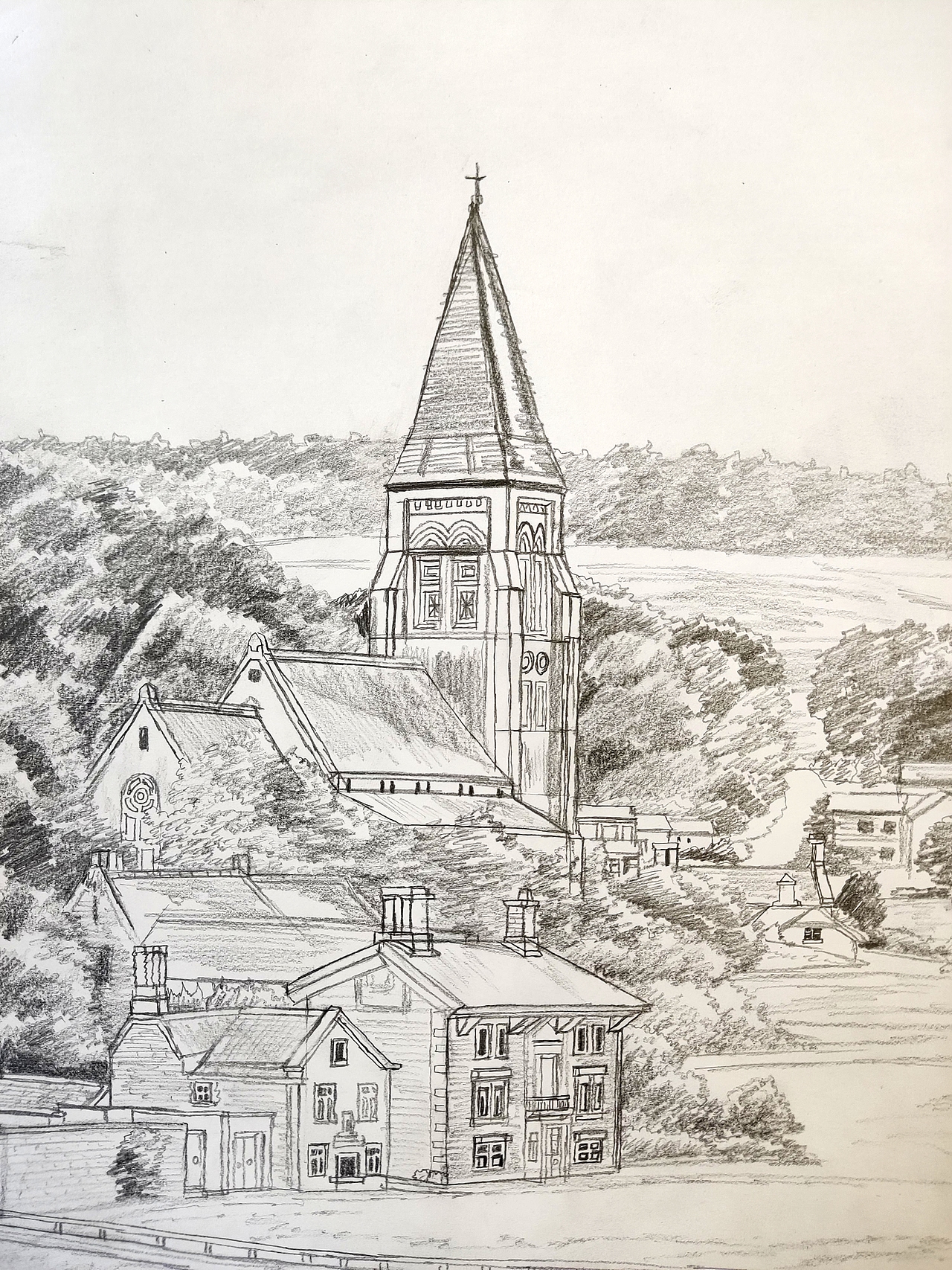 A3手绘|Edensor英国小镇下午的景色