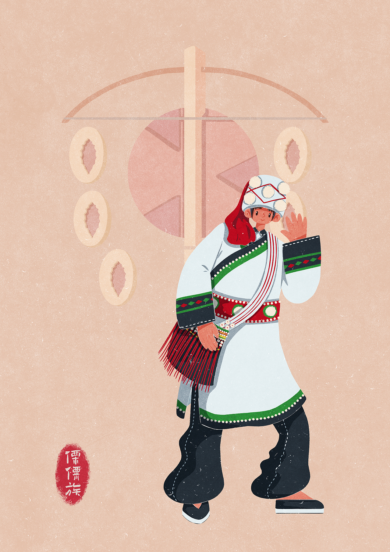 56个民族扁平插画人物——傈僳族（图ZMzc1NDQ4MTcy） - 商业插画 - 站酷设计师歪蹄原创素材 - 站酷ZCOOL