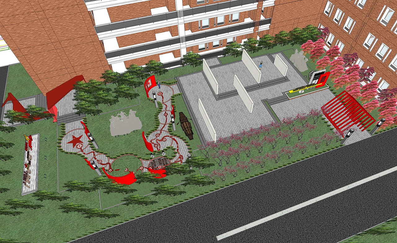 党建公园军史长廊SU模型下载