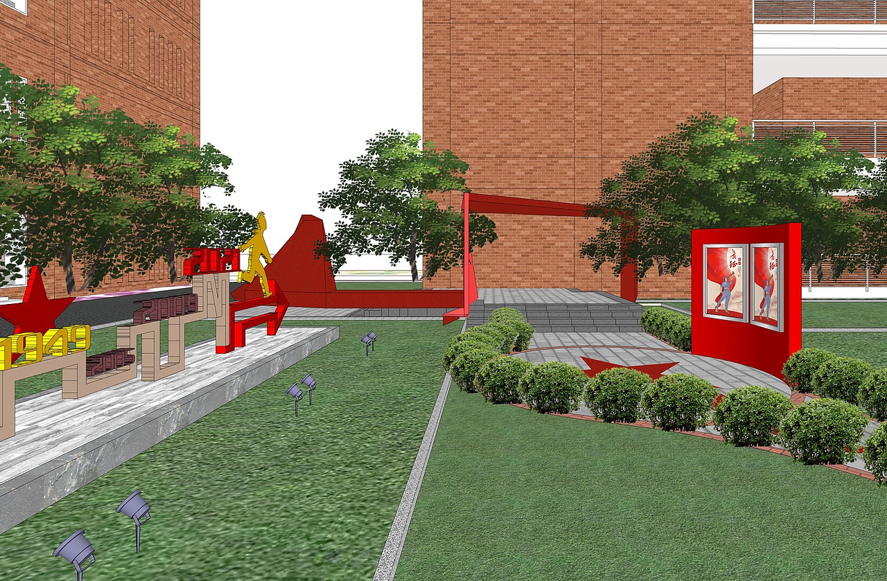 党建公园军史长廊SU模型下载