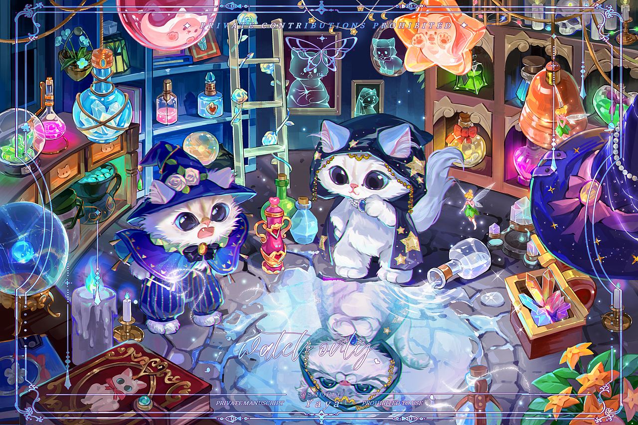 🏡 猫咪魔法屋 🏡 （含过程）（图ZMzc1NDUzNTgw） - 商业插画 - 站酷设计师一只野生鸭原创素材 - 站酷ZCOOL