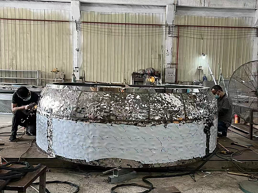 圆形水波纹不锈钢吧台 不锈钢接待台定制