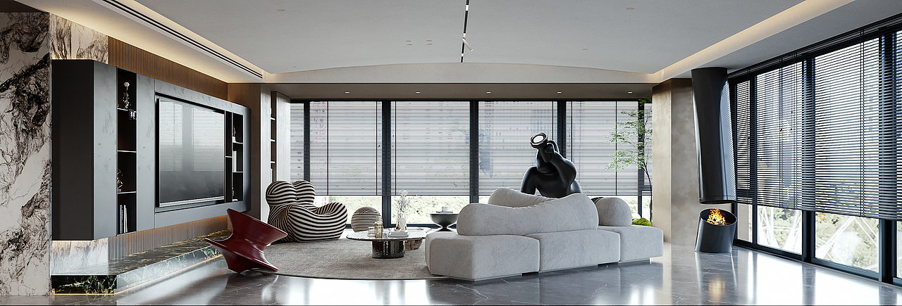 现代轻奢风格效果图表现