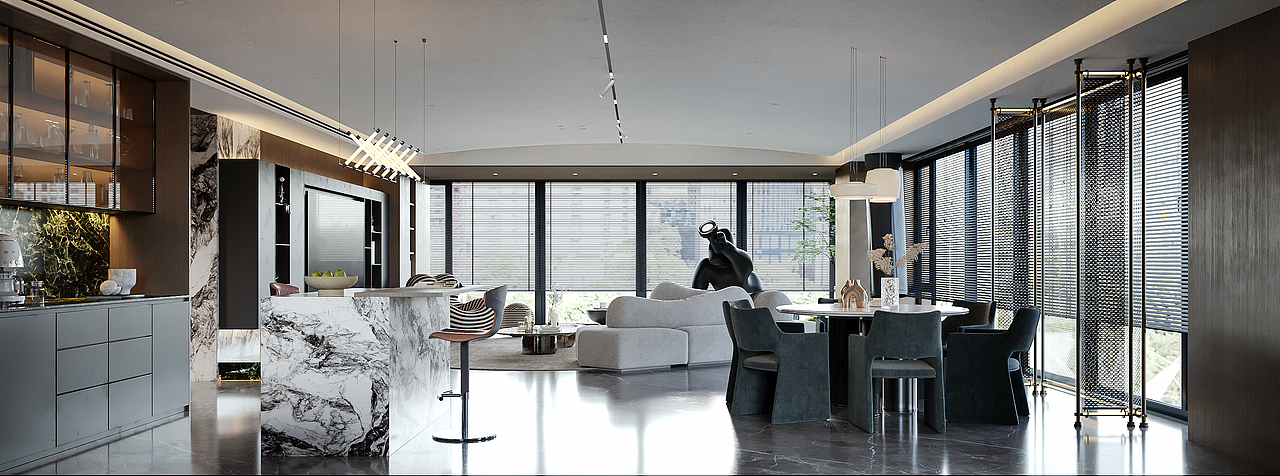 现代轻奢风格效果图表现