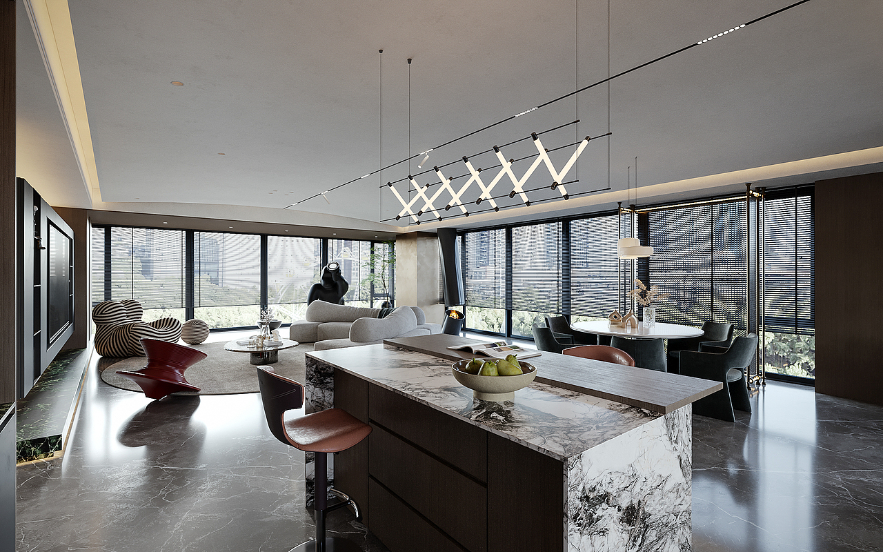 现代轻奢风格效果图表现