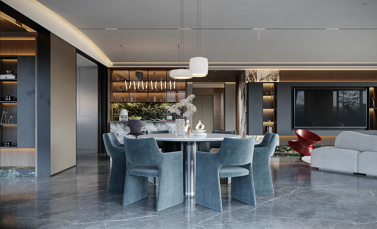 现代轻奢风格效果图表现