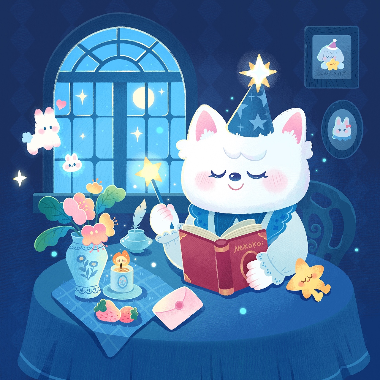 今天是魔法小猫🪄 
睡不着的夜晚你在干嘛呀<br>今天的小猫也是熬夜的一天<br>越到夜晚越是精力充沛，灵感爆棚呢<br>