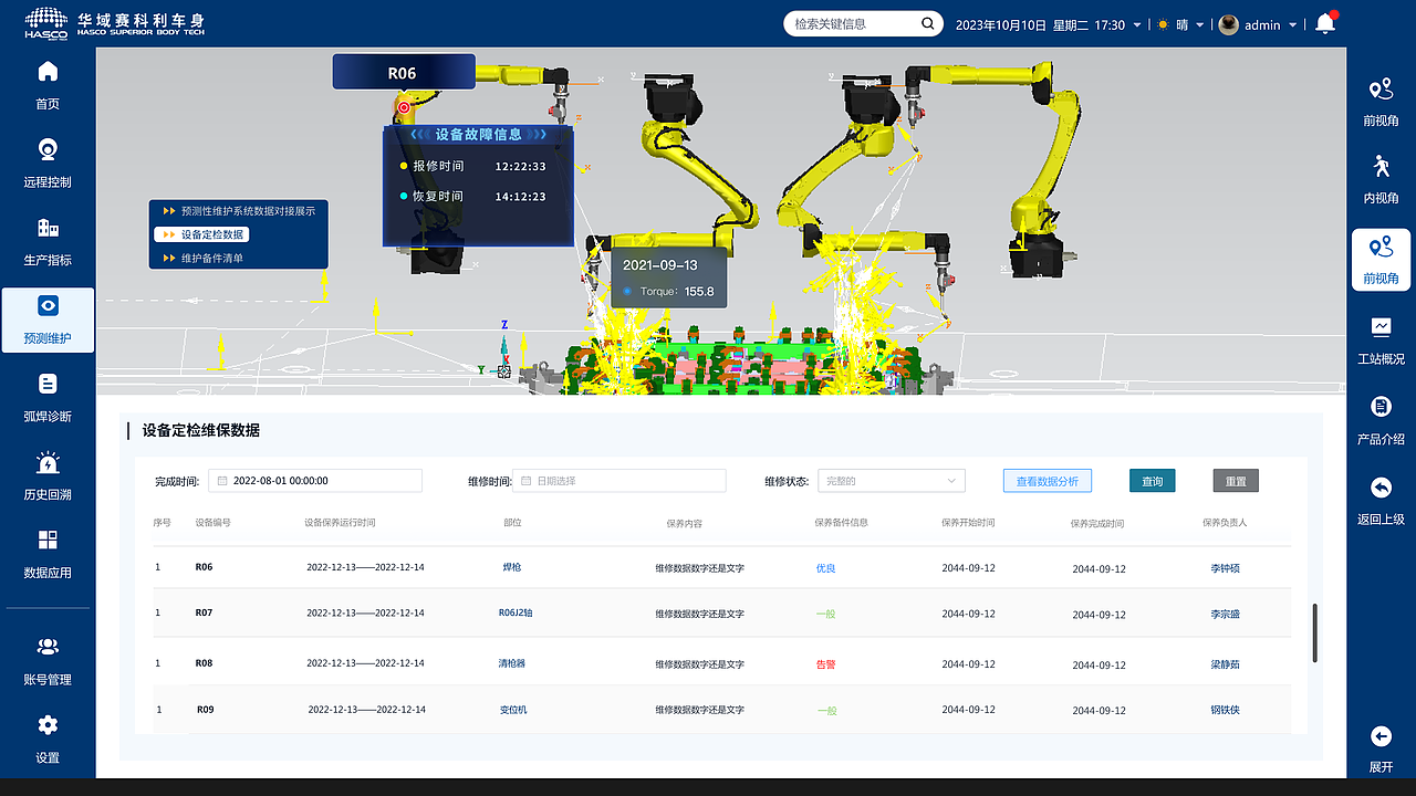 华域赛科利车身数字孪生平台