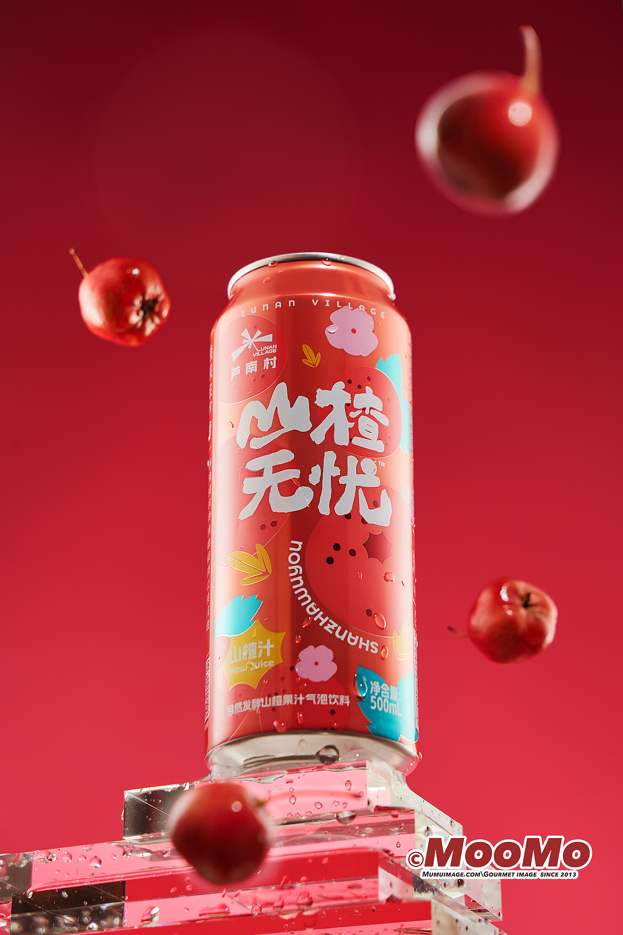 芦南村气泡山楂汁|产品摄影