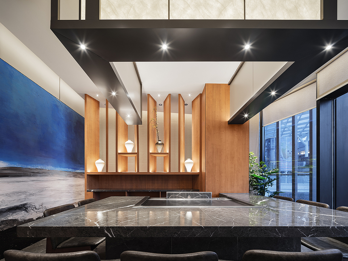 惠州餐厅设计,大渔铁板烧：东方意境美学表现艺术氛围（图ZMzc1NjMwODc2） - 酒店餐饮设计 - 站酷设计师艺鼎装饰设计原创素材 - 站酷ZCOOL