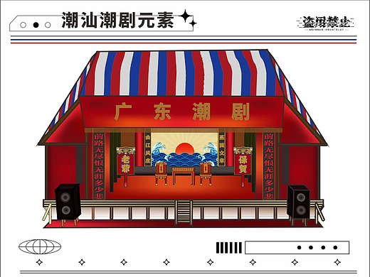 潮汕特色门口+明信片 潮汕地域文化cdr鼠绘