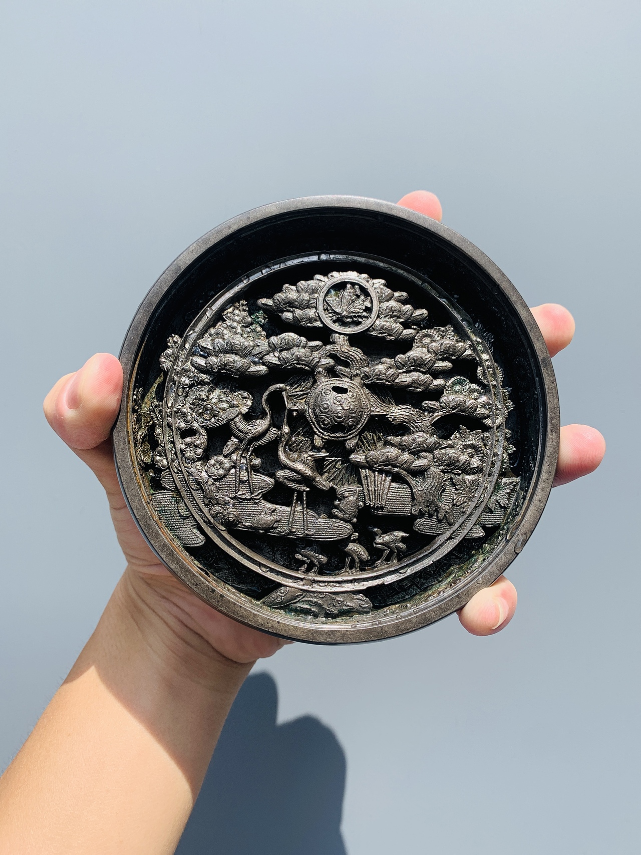 平氏·高浮雕镂空松鹤镜