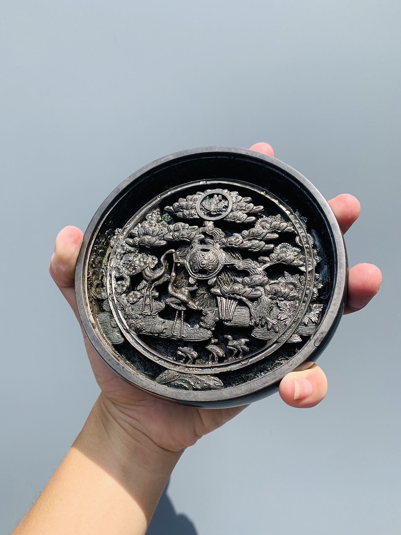 平氏·高浮雕镂空松鹤镜