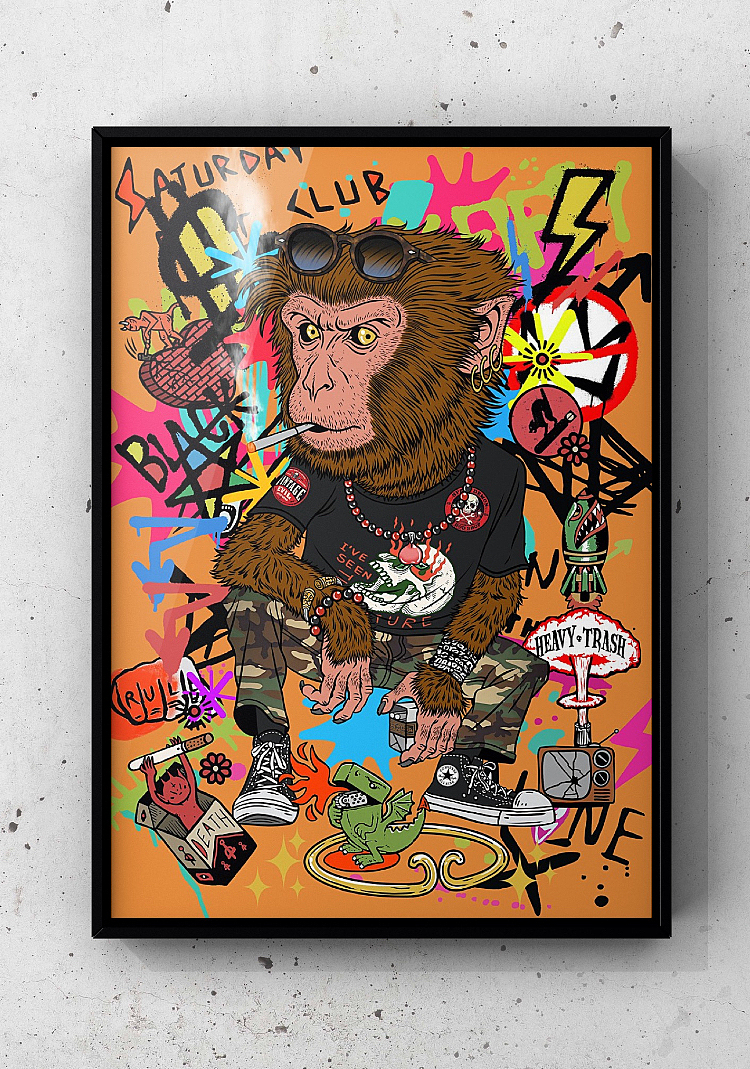 筒兄弟们与美猴潮（图ZMzc1NzQ5NTk2） - 艺术插画 - 站酷设计师黑鸦熊原创素材 - 站酷ZCOOL