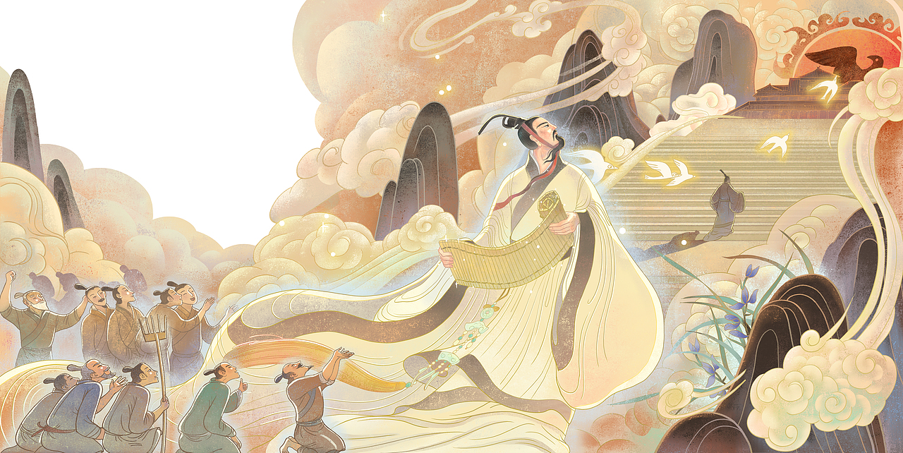 屈原入朝做官,了解百姓疾苦,推行了许多利国利民的好政策,受到了百姓的爱戴。