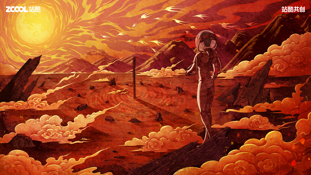 山海经100｜夸父追日（图ZMzc1Nzg0OTU2） - 海报 - 站酷设计师丹三尺原创素材 - 站酷ZCOOL