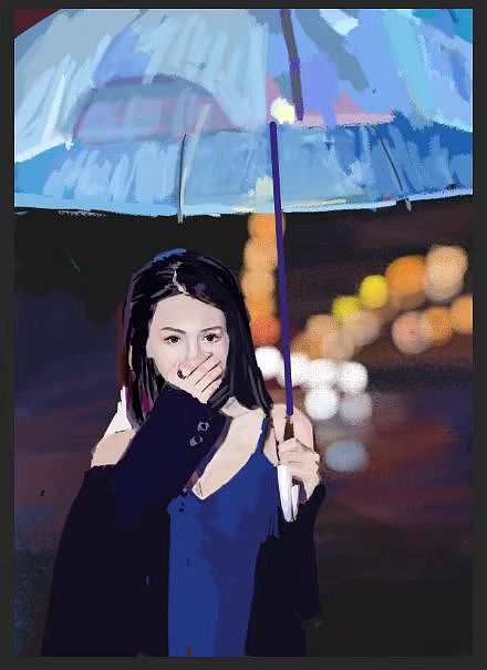 来张过程图吧~铺大色块。