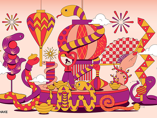 蛇年插画KV主视觉