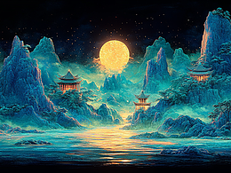 中国山水图刺绣工艺效果展示