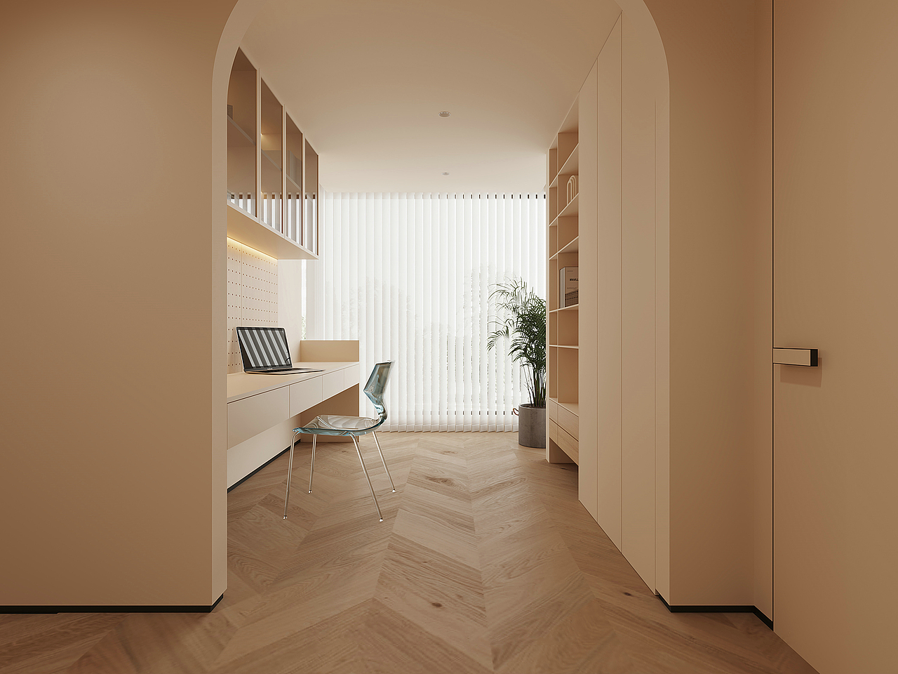 简约的家具线条,与温暖的灯光相得益彰