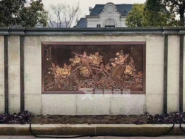 纯铜壁画  庭院背景墙定制