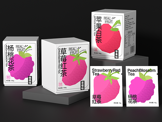 100%鲜果榨取水果袋泡茶包装设计