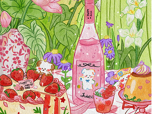 小狗的后花园派对（个人主页-ZNzAyOTI1MTI=） - 商业插画 - 站酷设计师金文_Jw原创素材 - 站酷ZCOOL