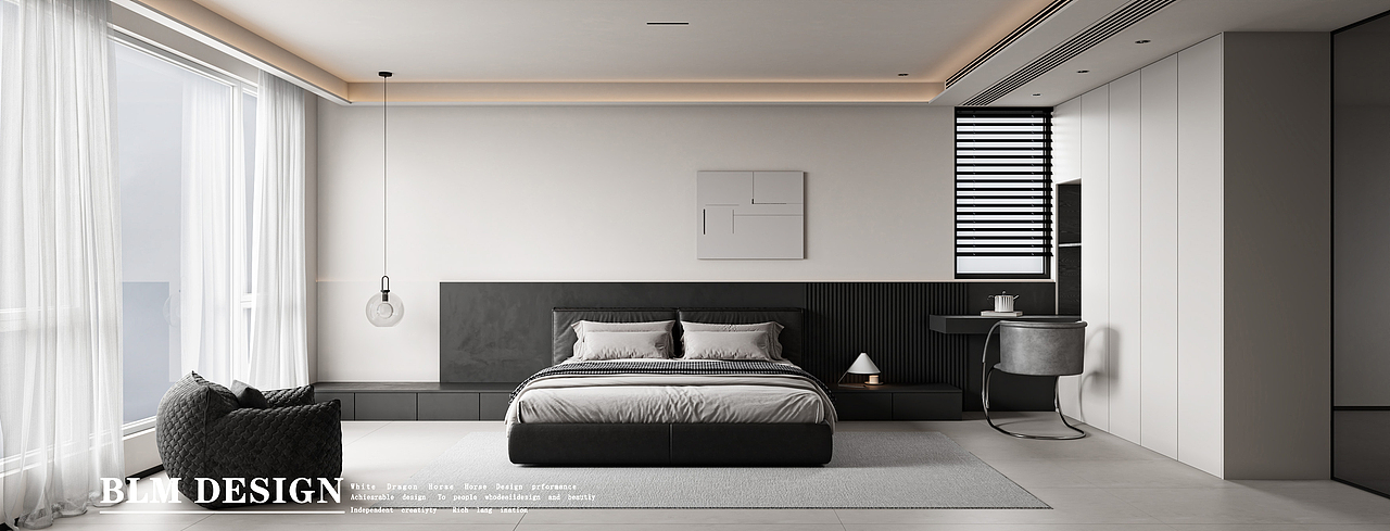 现代黑白灰别墅挑空家装效果图