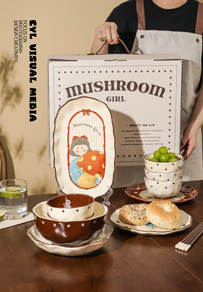 产品拍摄|复古小女孩餐具