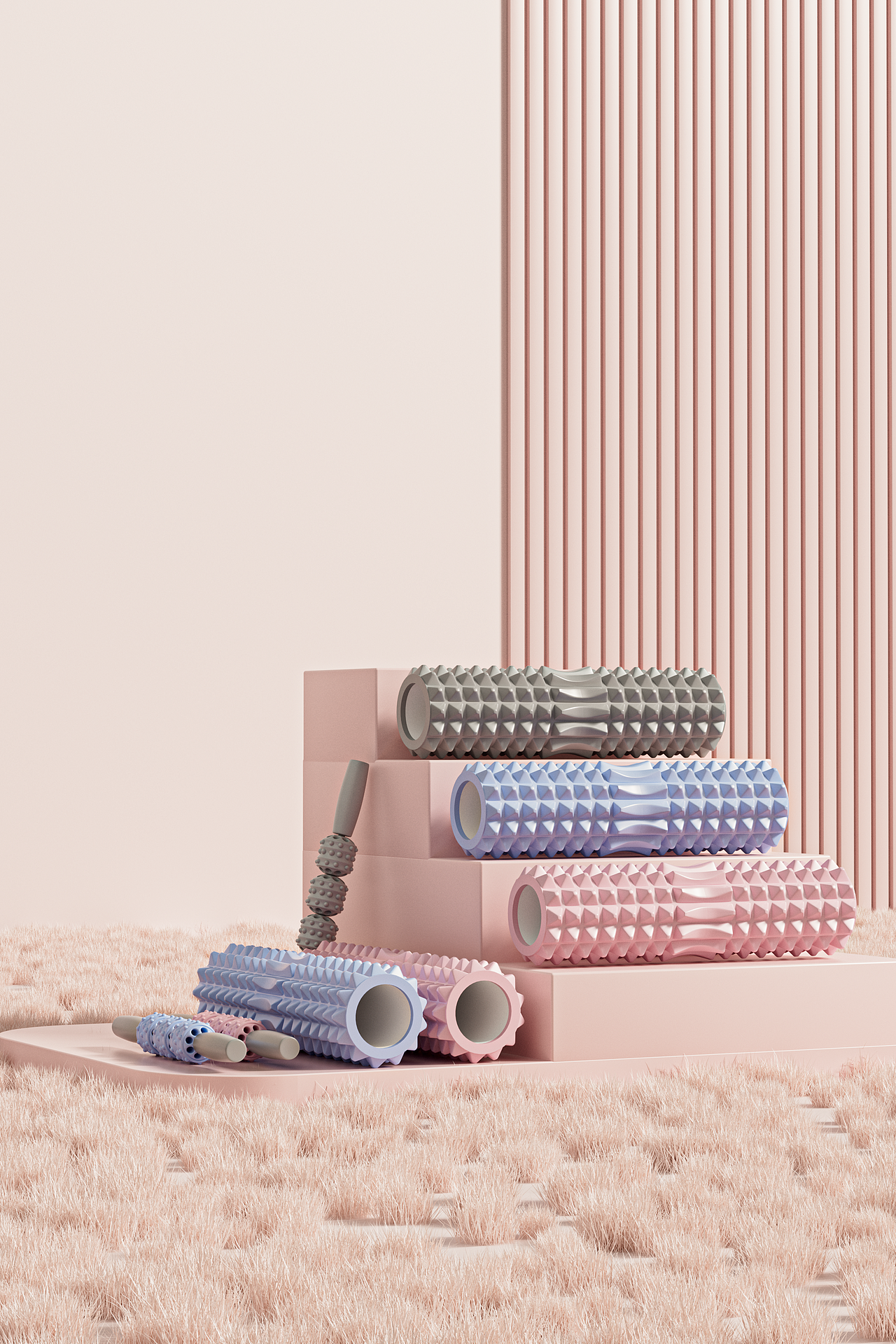 瑜伽柱+拉力器建模渲染