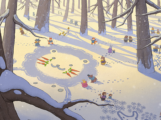 几张关于雪天的童话插图