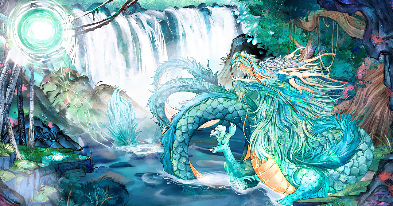 山海经四神兽·青龙（图ZMzc2MTY1Njcy） - 海报 - 站酷设计师千丶阿律原创素材 - 站酷ZCOOL