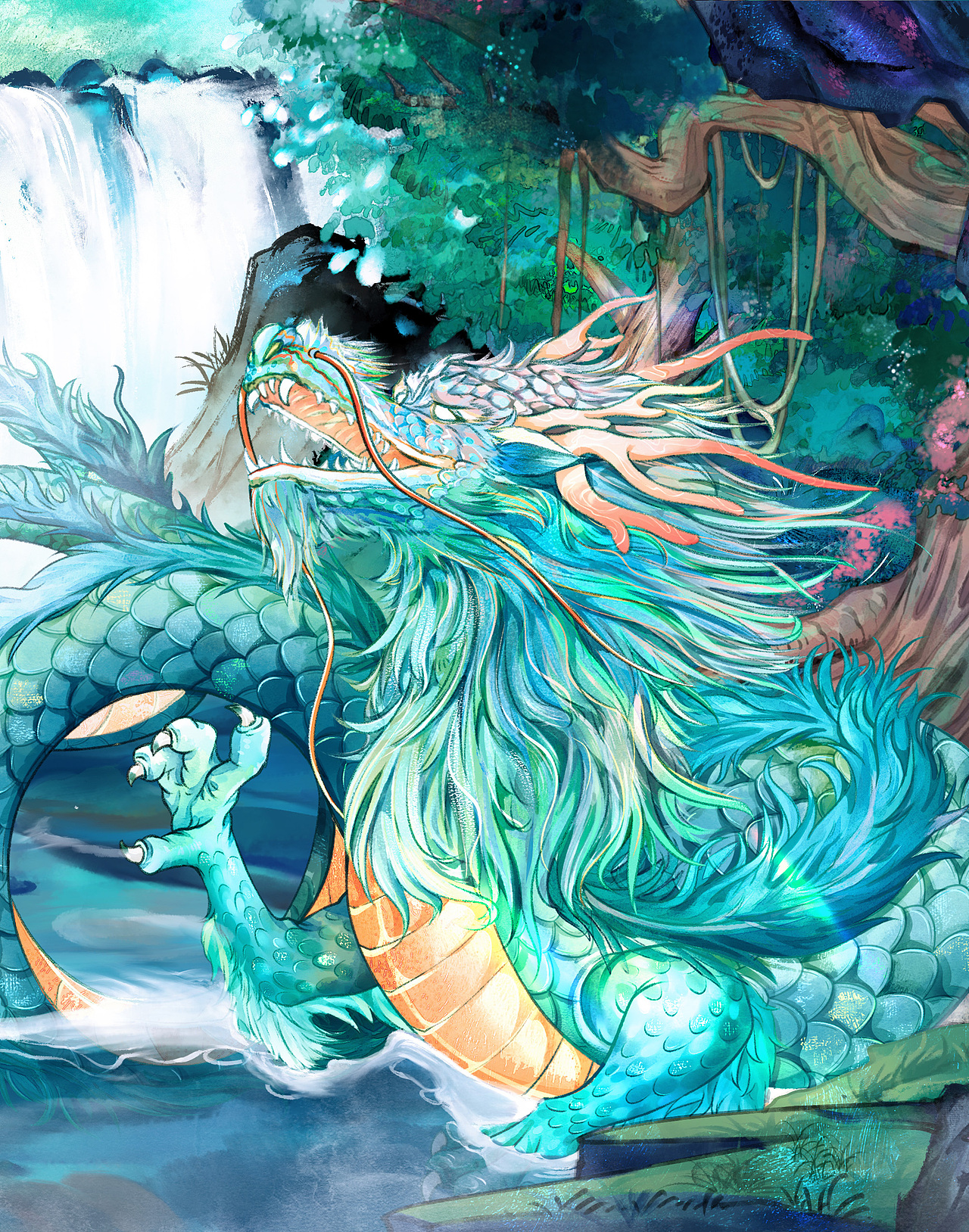 山海经四神兽·青龙（图ZMzc2MTY1Njgw） - 海报 - 站酷设计师千丶阿律原创素材 - 站酷ZCOOL