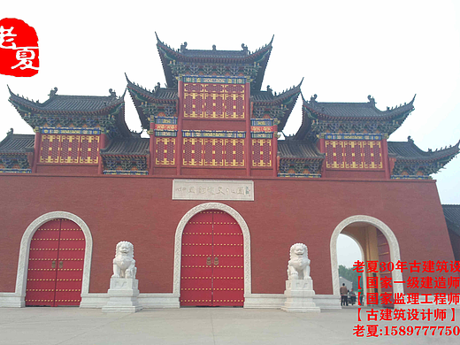 仿古牌坊大门设计效果图，公园景区大门设计施工图多钱