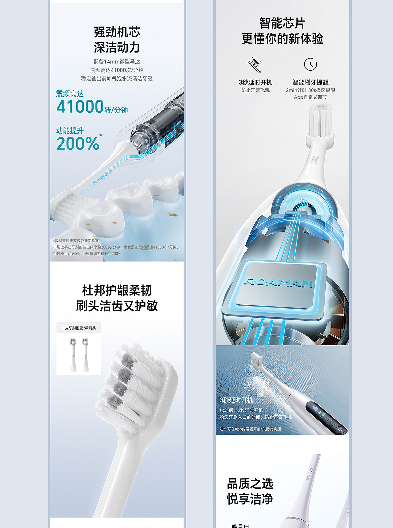 ROAMAN罗曼 × 荣耀亲选 智能电动牙刷详情页案例分享（图ZMzc2MjAyMTIw） - 电商 - 站酷设计师禾望原创素材 - 站酷ZCOOL