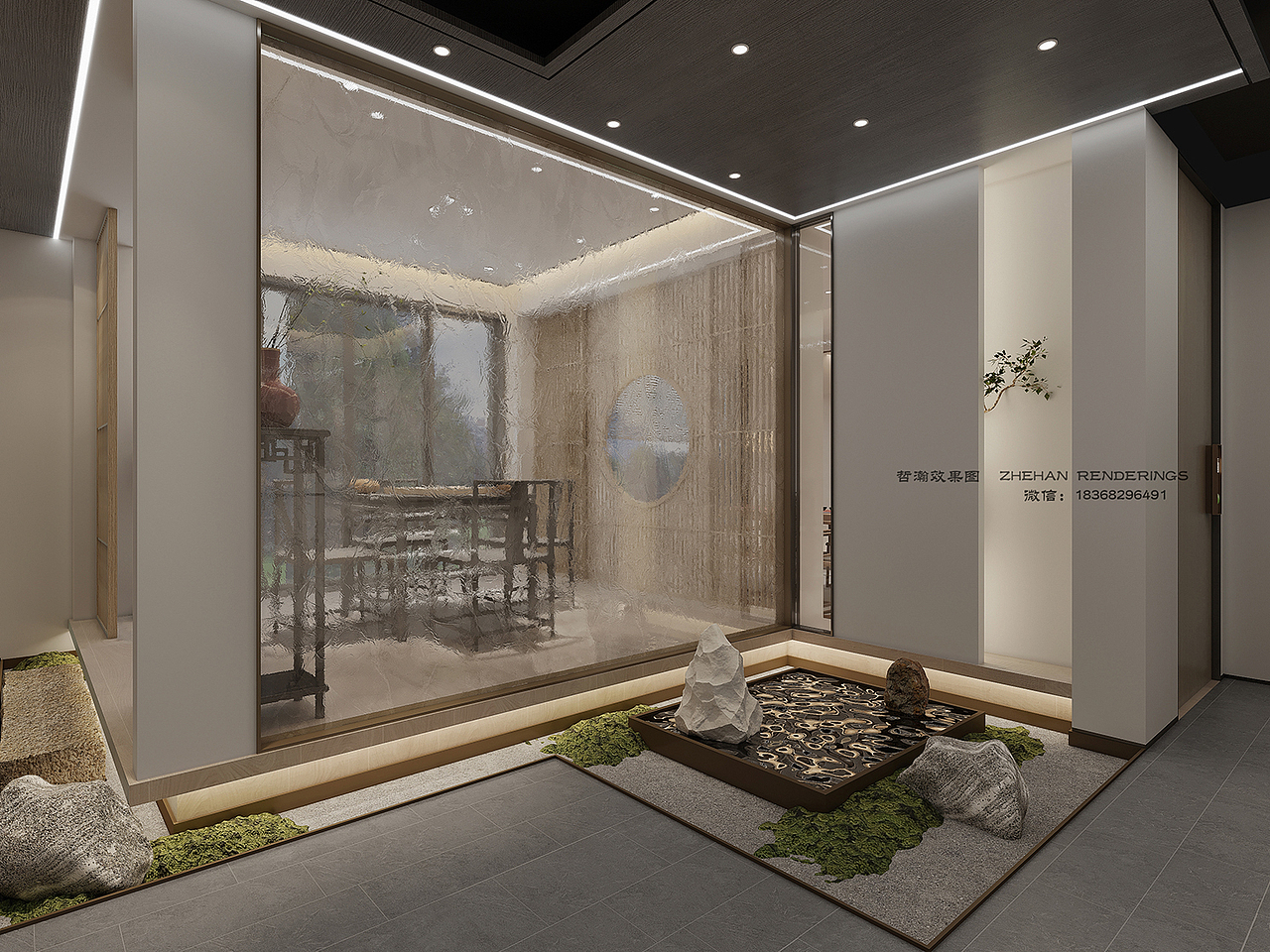 现代中式风餐厅效果图