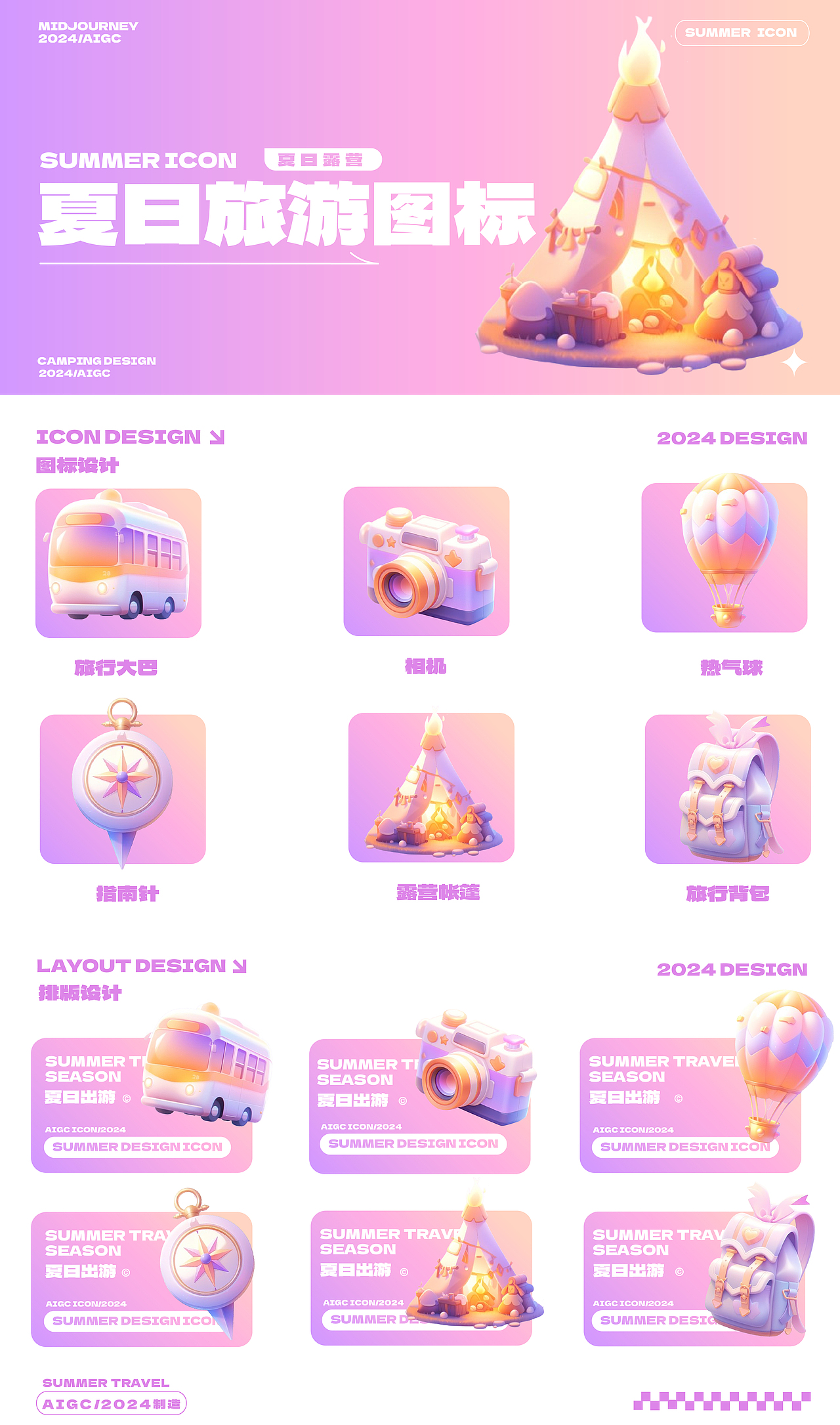 夏日出行图标icon设计