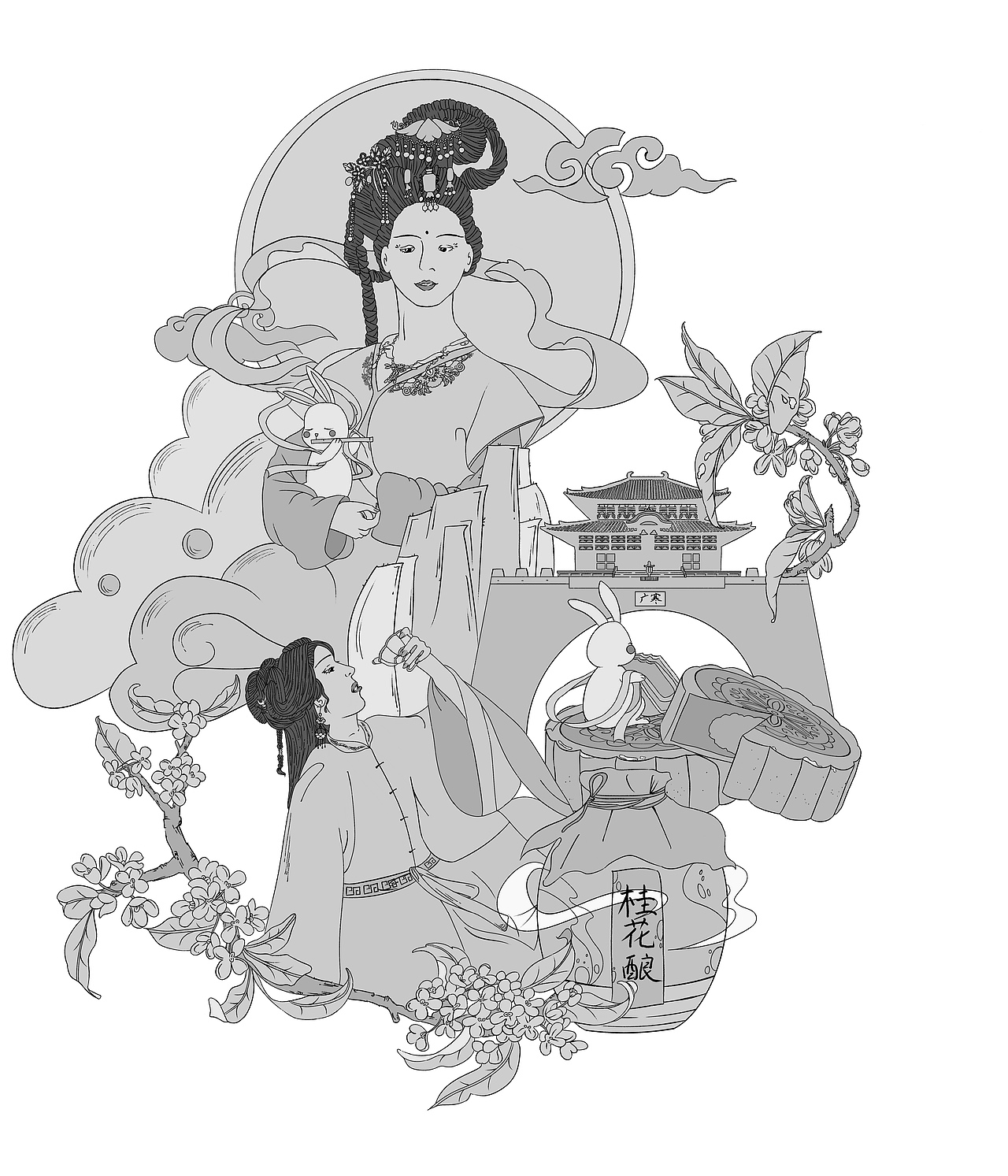 中秋印象（图ZMzc2MjcxOTE2） - 商业插画 - 站酷设计师真多摩尼原创素材 - 站酷ZCOOL